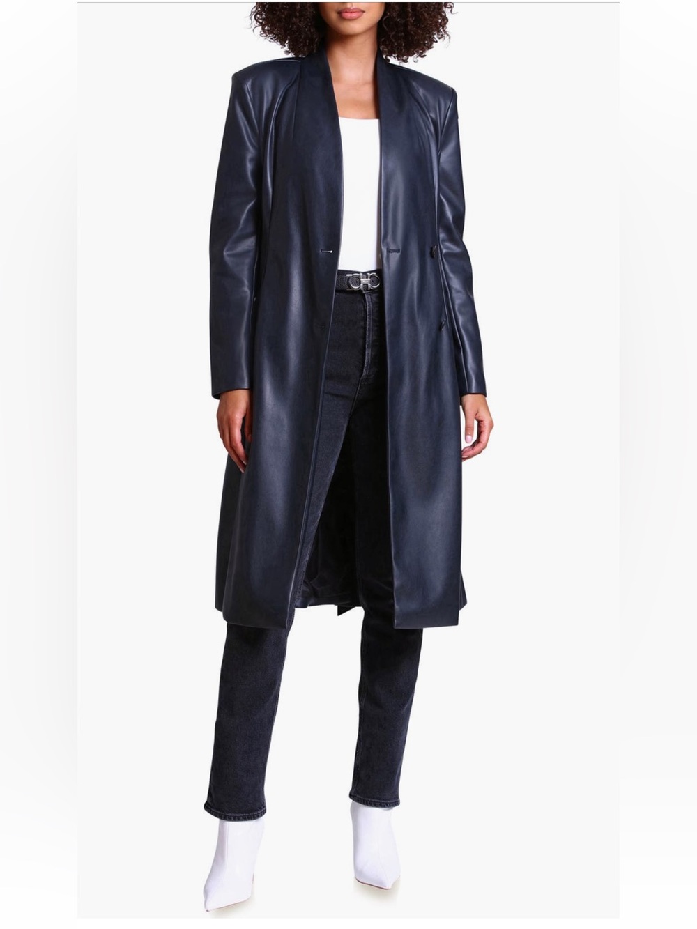 NWT AVEC LES FILLES  Carbon Long Line Silhouette Waist Cinched Coat  NWT - Picture 7 of 11